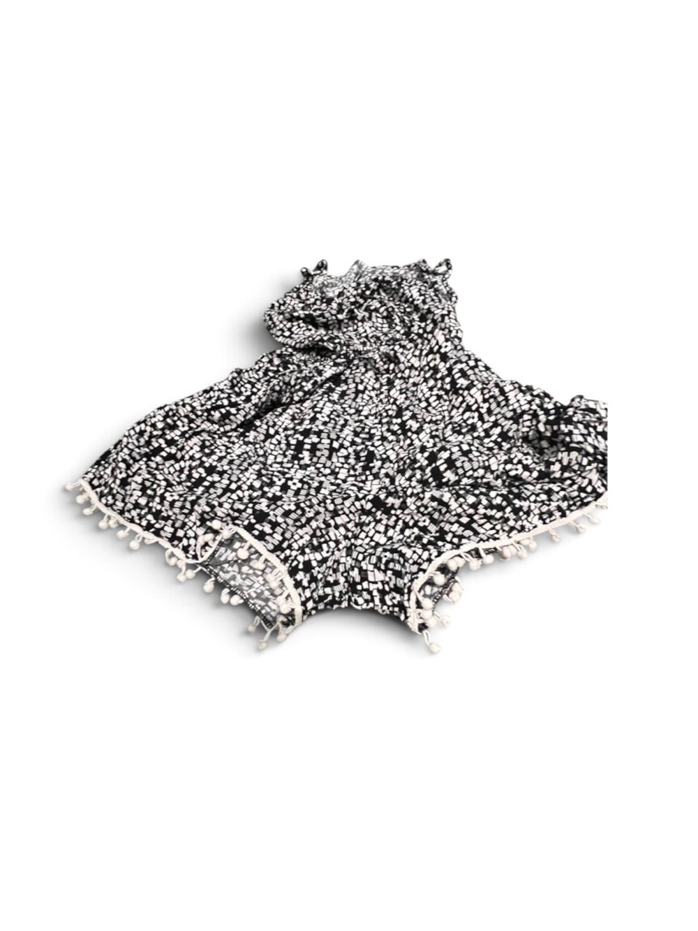 Black & White Pom-Trim Baby Diaper Cover